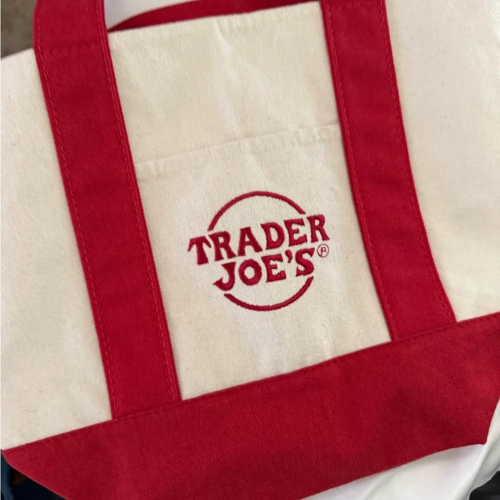 Trader Joe’s mini tote bag, red, NWT - Picture 2 of 3